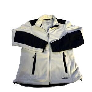 L.L.Bean Polartec Fleece Jacket - Medium - White/Black - Zip Pockets
